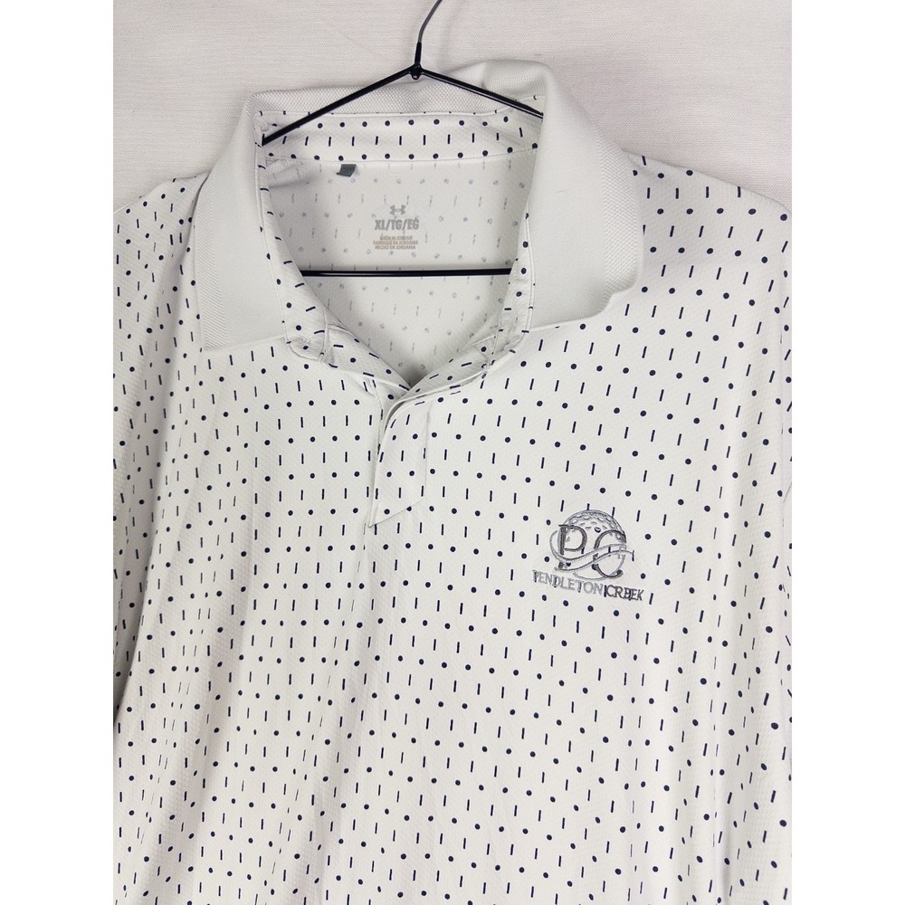 Under Armour Polo Shirt Mens XL White Allover Print Pendleton Creek Golf Course